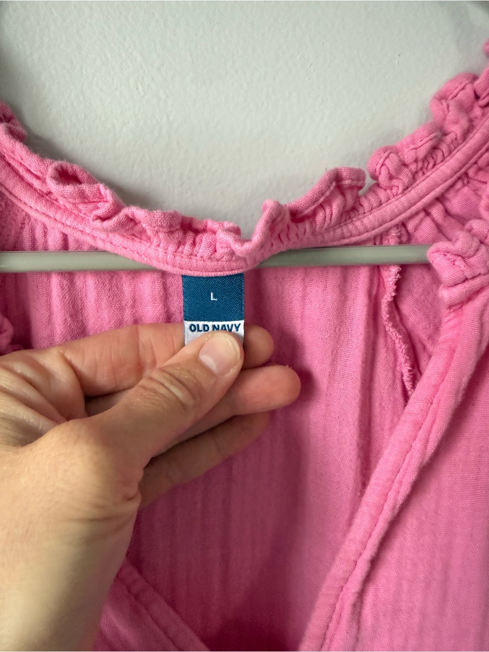 Old Navy Cotton Short Sleeve Split Neck Pink Summer Swing Dress Mini Dress L - Picture 4 of 8